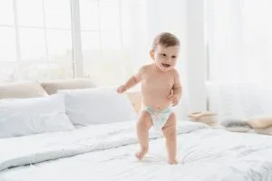 Happy baby with diaper